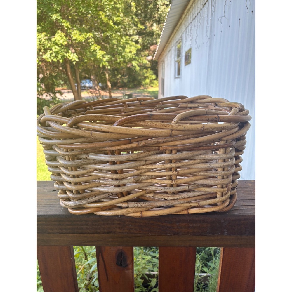 Unbranded Wicker Basket Home OS Brown Excellent Thick Chunky Weave Rattan Bin